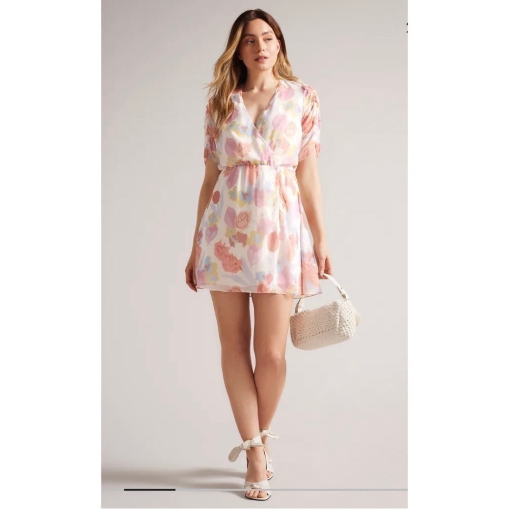 NEW Ted Baker JuleahRuched Sleeve Detail Mini Dress